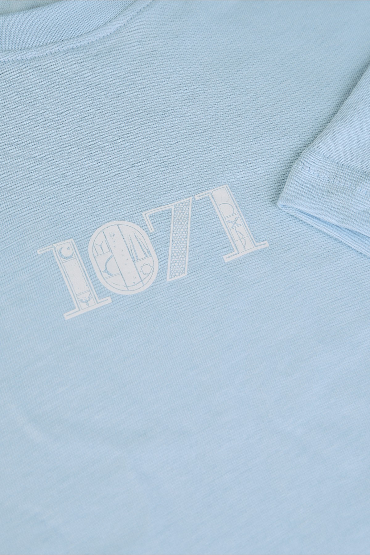 Yeni Sezon 1071 Tasarım Pamuk Bisiklet Yaka Mavi T-shirt 23'